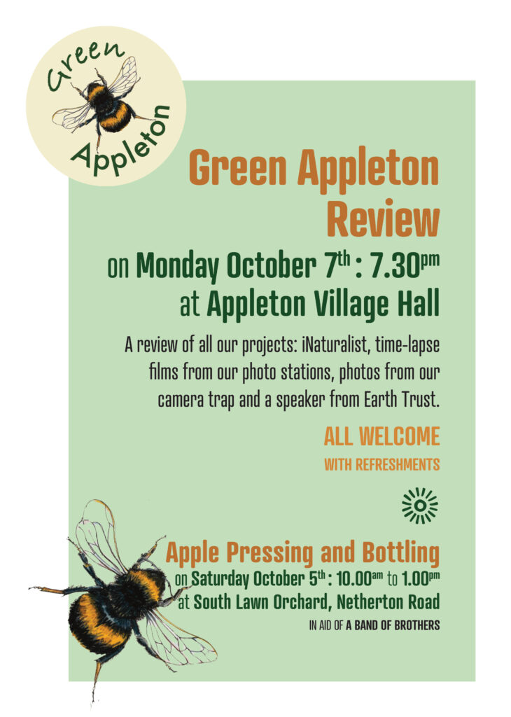 Green Appleton poster for Monday 7th October 7:30pm Village Hall