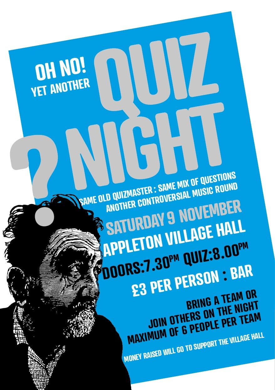 Quiz Night 9th November Village Hall 7:30pm