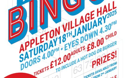 Quiz Night 18th January 2025 Appleton Village Hall Doors open 4pm